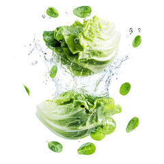 Obraz premium Butterhead Lettuce stack with half slice falling png