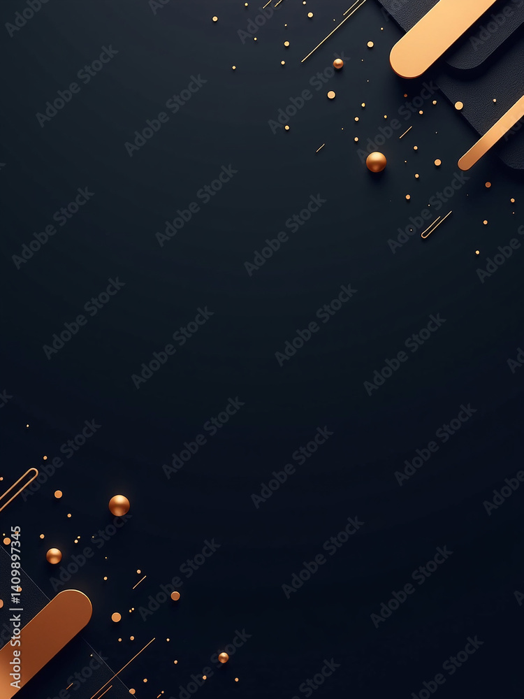 Poster a modern web banner features a dark background with geometric shapes, gradient effects, and metallic