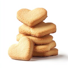 Stack of delicate, golden heart-shaped butter cookies