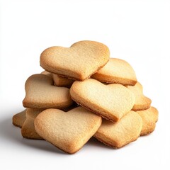 A delightful stack of heart-shaped, golden-brown cookies