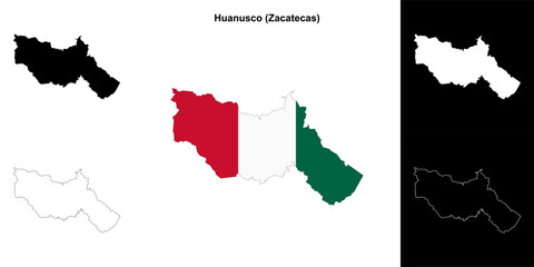 Huanusco municipality (Zacatecas) outline map set