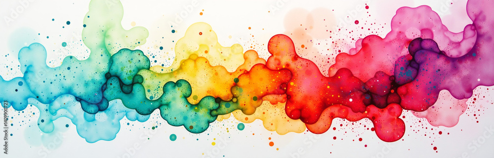 Leinwandbilder a vibrant and colorful watercolor design features a mix of bright hues and abstract patterns in an e
