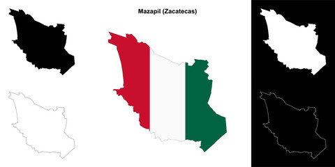 Fototapeta premium Mazapil municipality (Zacatecas) outline map set