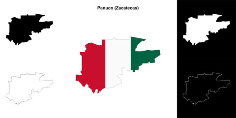 Panuco municipality (Zacatecas) outline map set
