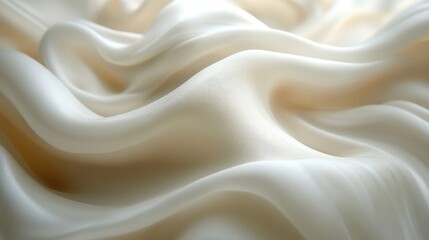 Fototapeta premium Creamy White Silk Fabric Texture Draped with Light and Shadow
