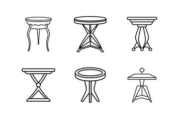 accent table icon line art vector illustration