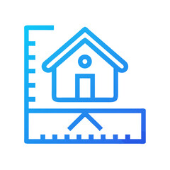 Obraz premium House on Level Tool Icon Representing Home Alignment and Construction Accuracy
