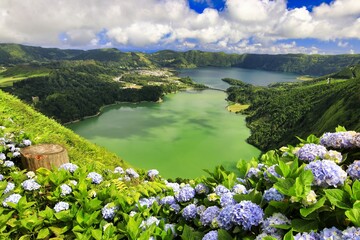 Lacs des Sete Cidades aux îles des Açores-Portugal