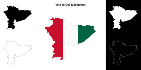 Villa de Cos municipality (Zacatecas) outline map set