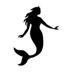 mermaid silhouette side view vector illustration