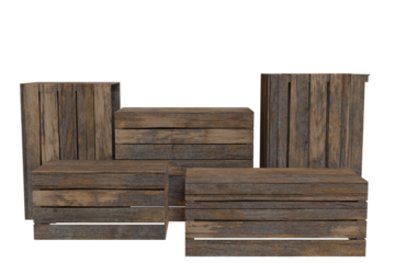 Stacked wooden crates