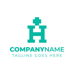 Obraz premium Letter H Medical Plus Logo, for hospitals, clinics, pharmacy with H initial