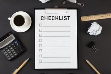 Checklist on black background