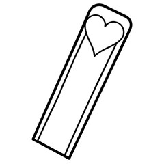 Bookmark with a heart top Line art vector
