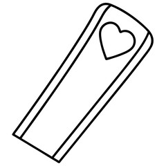Bookmark with a heart top Line art vector