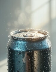 aluminum can with condensation on the surface