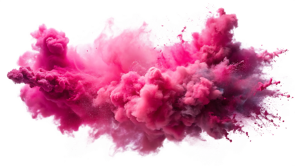  pink smoke paint explosion powder splash isolated on white background PNG , AI GENERATED