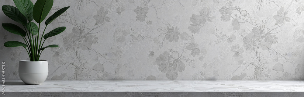 Poster Beautiful Stone Background With Copy Space For Text And Product Images, Suitable For Use As A Wide Banner Or 3d Display.