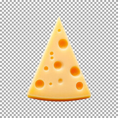 Yellow Cheese Triangle with Cartoon Style Holes on transparent background, png, psd
