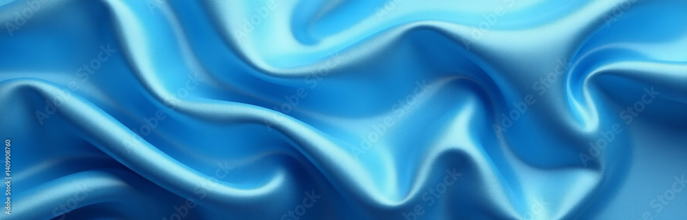 Poster blue satin fabric provides a beautiful wavy background with elegant folds, perfect for adding web ba
