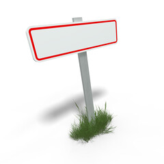 panneau vierge d'entrée de ville en France vu de côté - rendu 3D - fond transparent © Fox_Dsign