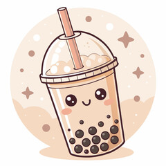 vector illustration of a cup of boba tea coffee