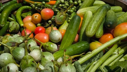 Fresh vegetables for cooking. Vegetables contain dietary fiber that helps cleanse the intestines.