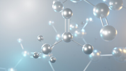 Obraz premium acetate molecular structure, 3d model molecule, salt structural chemical formula view from a microscope