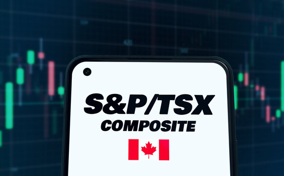 Canada SP TSX Composite stock market index value rise or fall on stock exchange - 15.04.2025 Warsaw, Poland