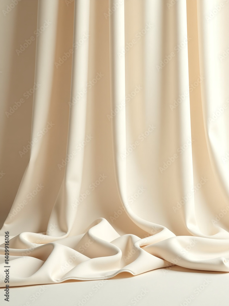 Aufkleber light beige satin draped fabric serves as a wide background with plenty of space for luxurious desig
