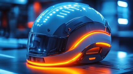 Fototapeta premium Futuristic helmet with illuminated accents