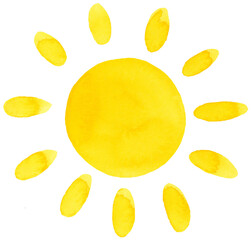 Yellow Sunshine Watercolor Whimsical Style