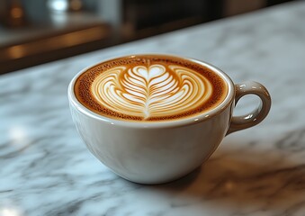 Latte Art on Marble Counter