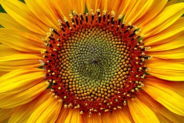 Macro shot of sunflower center pattern vivid