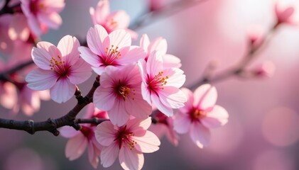 Obraz premium Delicate pink sakura blossoms, full bloom, soft petals , beauty, petal