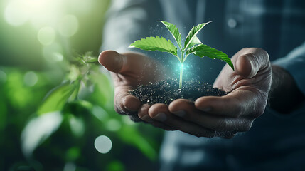 Farmers implementing blockchain technology for sustainable agriculture practices eco-friendly initiatives green farming innovations nature close-up environmental responsibility