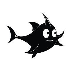 Happy Cartoon Fish Silhouette