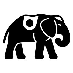 Elephant solid icon, animals and wildlife concept. Vector graphics. Big elephant with saddle cloth sign on white background, glyph style mobile or design.