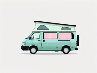 Stylized Camper Van Side View