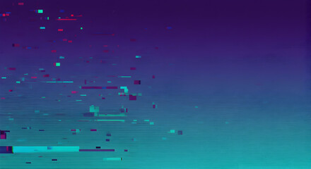 Abstract Glitching Digital Art Background In Purple And Teal Colors