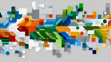 Obraz premium Abstract Colorful Geometric Shapes Pattern Modern Pixel Art Design Digital Wall Art Texture