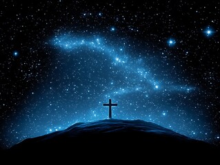 Cross on Hilltop, Night Sky