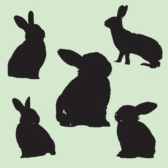 rabbit silhouette rabbit on a solid background  