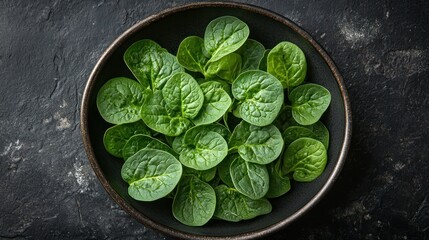 Obraz premium Fresh green leafy greens in a bowl