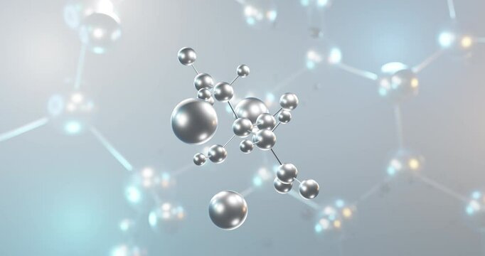 Trisodium citrate rotating 3d molecule, molecular structure of e331 seamless video