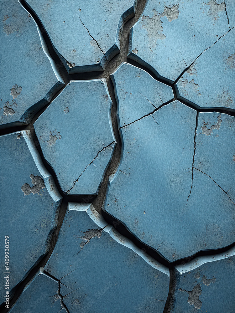 Aufkleber Toned Rock Texture Forms A Cracked Stone Surface With Abstract Blue Background And Ample Space For Your Custom Design Message.