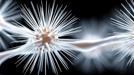 Obraz premium Microscopic View of Spiked Virus Cells Detailed Cellular Structure Medical Research