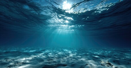 Ocean Underwater Scene Sunlight Rays Sandy Seabed