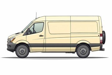 Yellow Delivery Van on Urban Road - Efficient Small Business Transport Vehicle for Cargo and Package Shipping Services