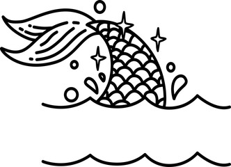 Mermaid tail split monogram frame illustration